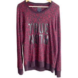 True Religion Raglan crew neck leopard sweatshirt sweater Red tawny M